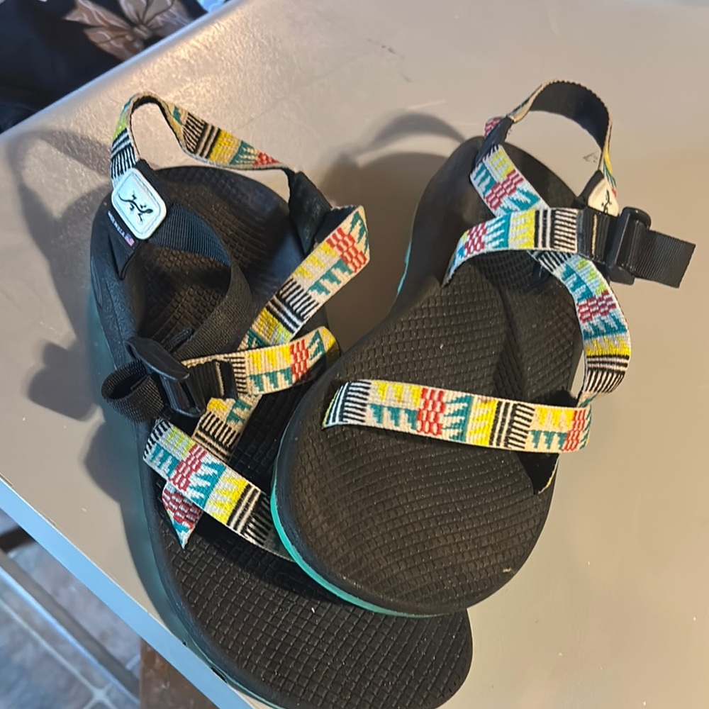 Chaco Black Sandals with Multicolor Straps